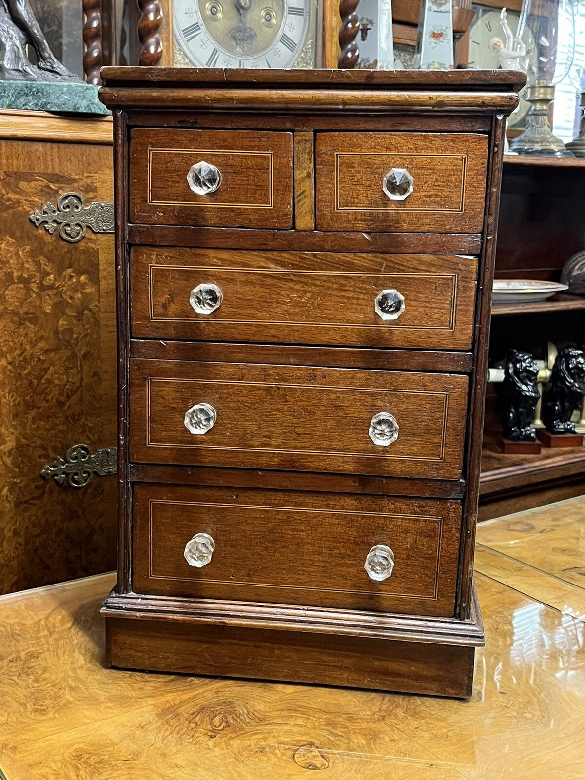 Antique Inlaid Table Top Jewellery/ Trinket Or Collectors Drawers.