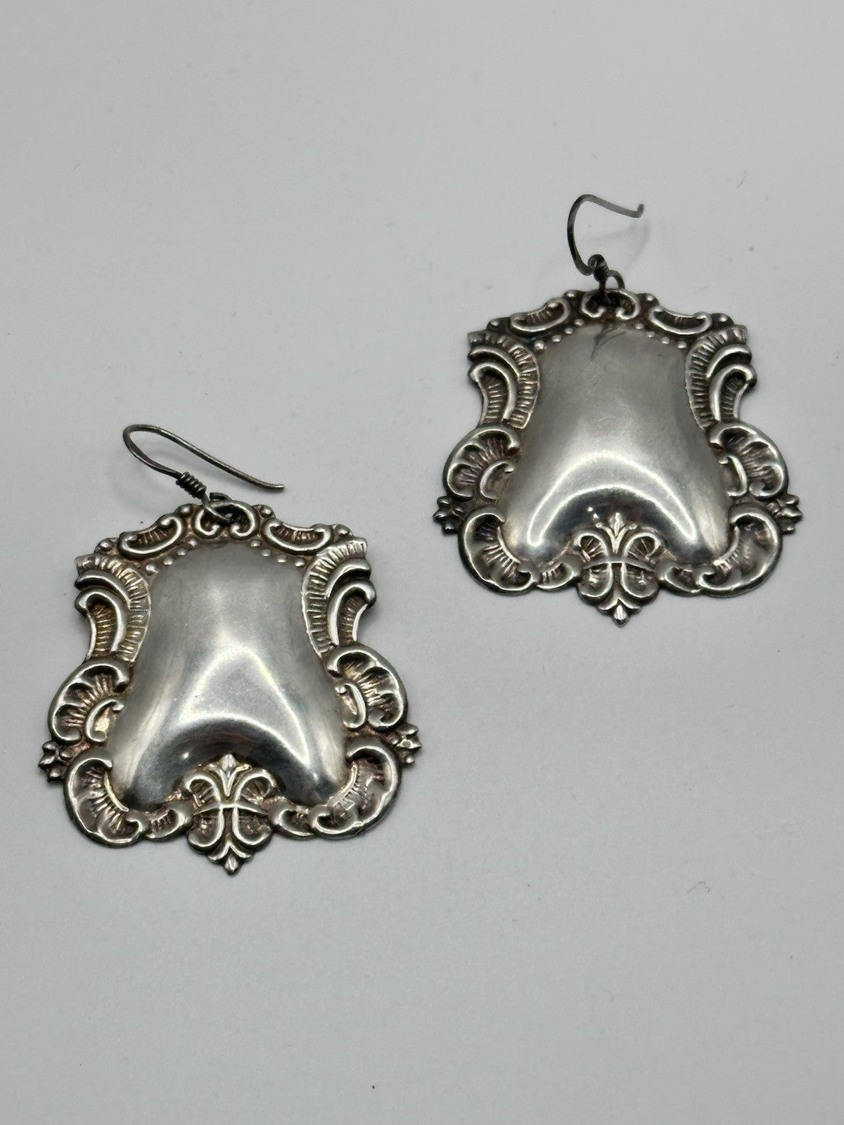 Art Nouveau Sterling Silver Drop Statement Earrings