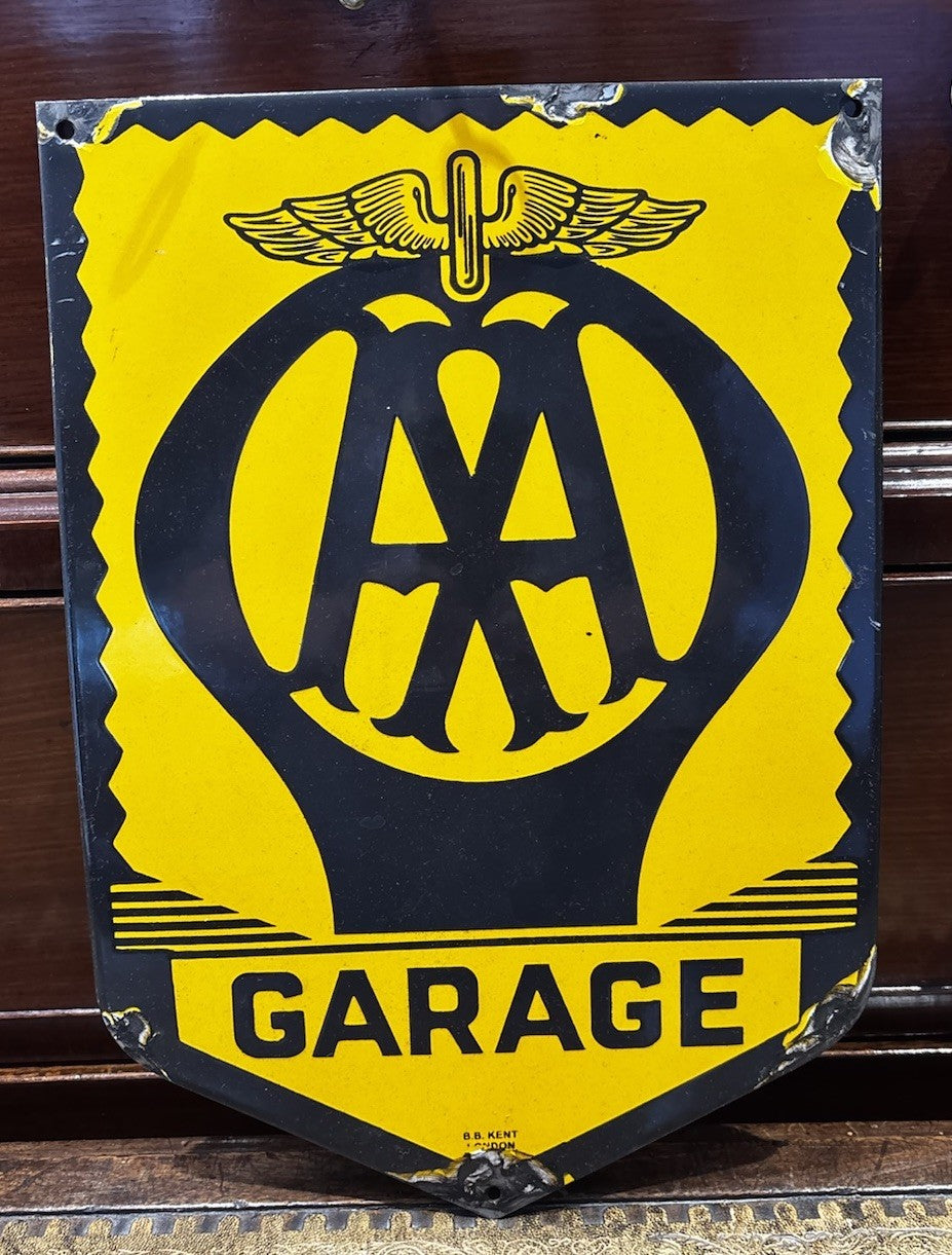 AA Garage Advertising Enamel Sign. Great Look.