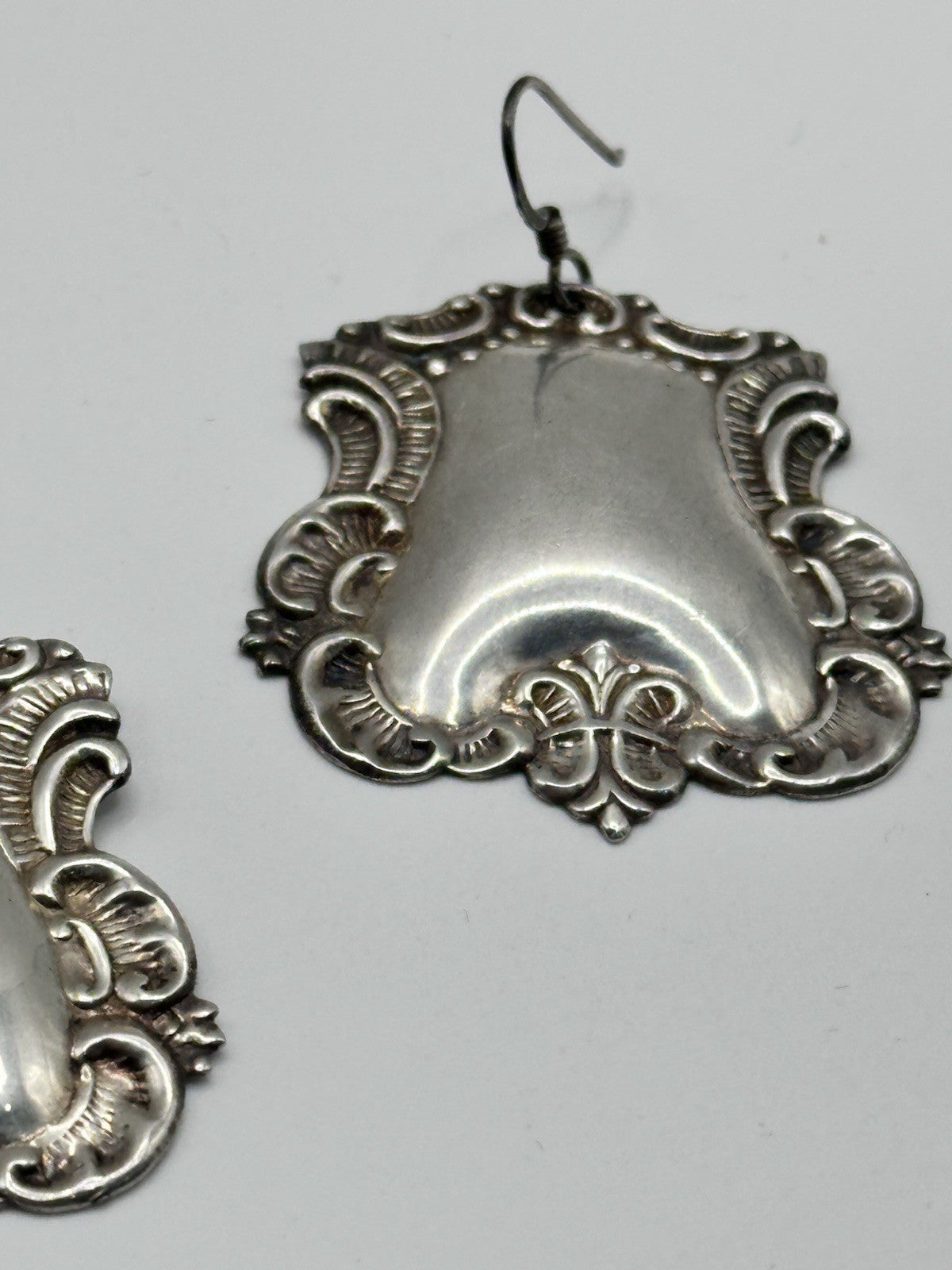 Art Nouveau Sterling Silver Drop Statement Earrings