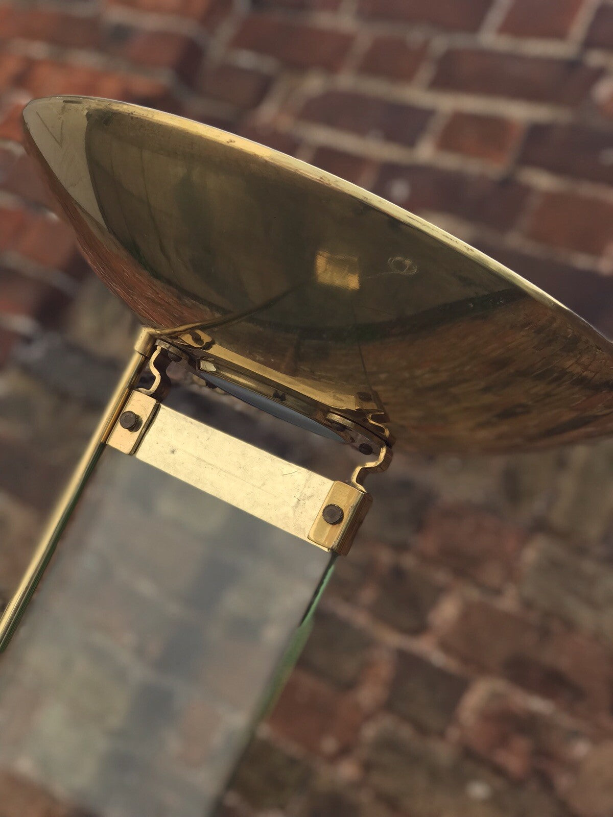 1980's Modernist Designer Glass And Brass Lamp