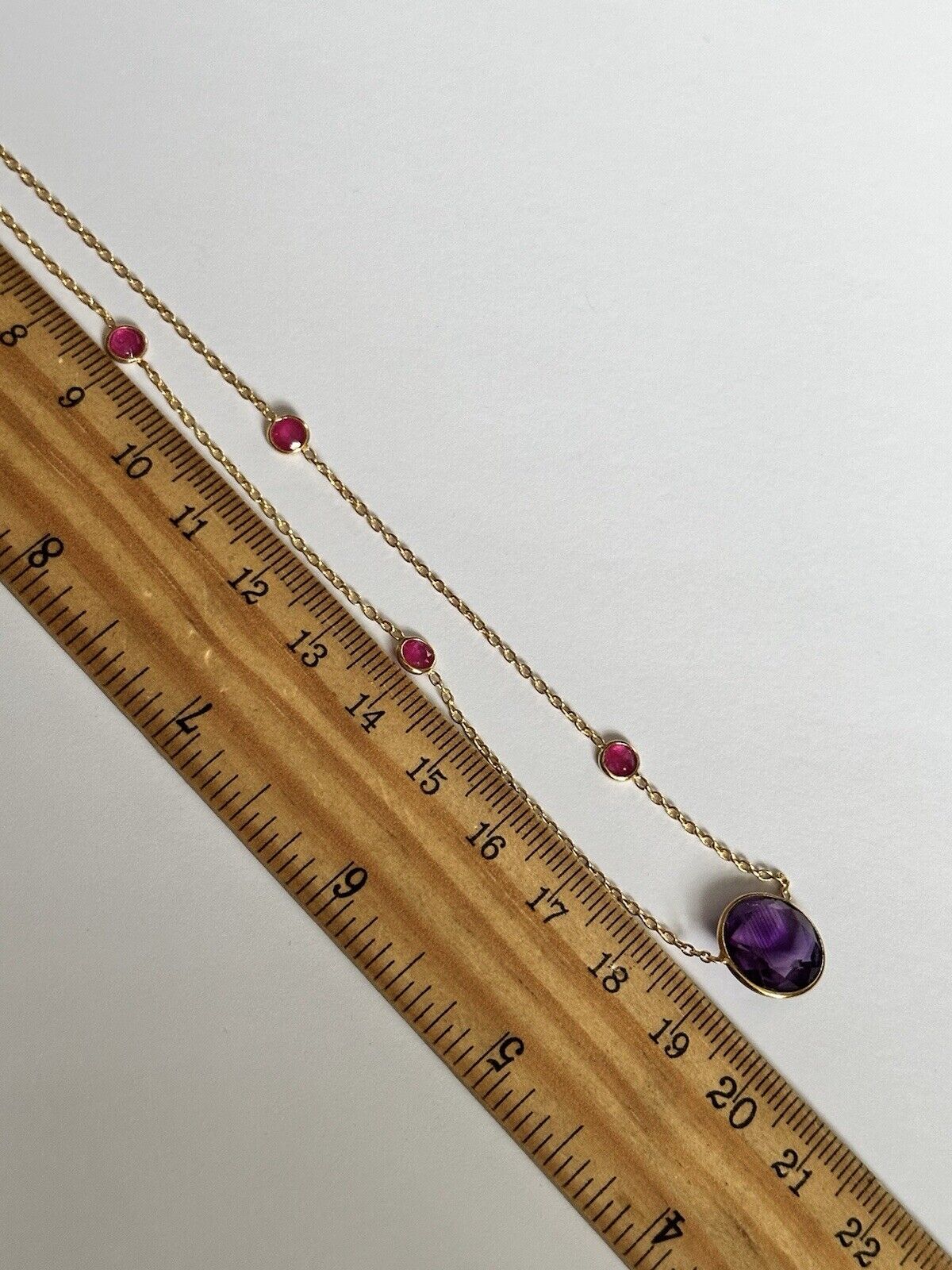 18k Gold Vermeil On 925 Silver Natural Amethyst And Ruby Necklace