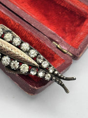 Antique 9ct Gold Silver Paste Fish Brooch With Ruby Eye
