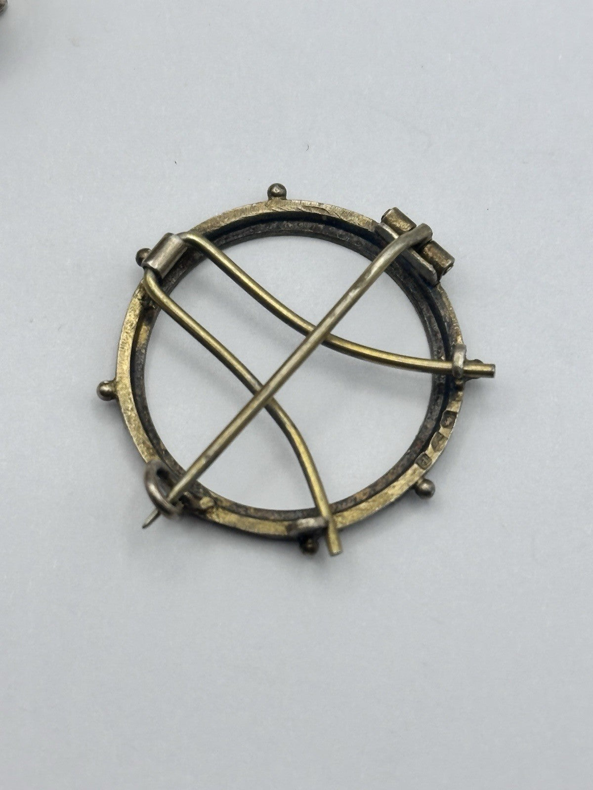 Antique Sterling Silver Gilt Miniature Frame Brooch