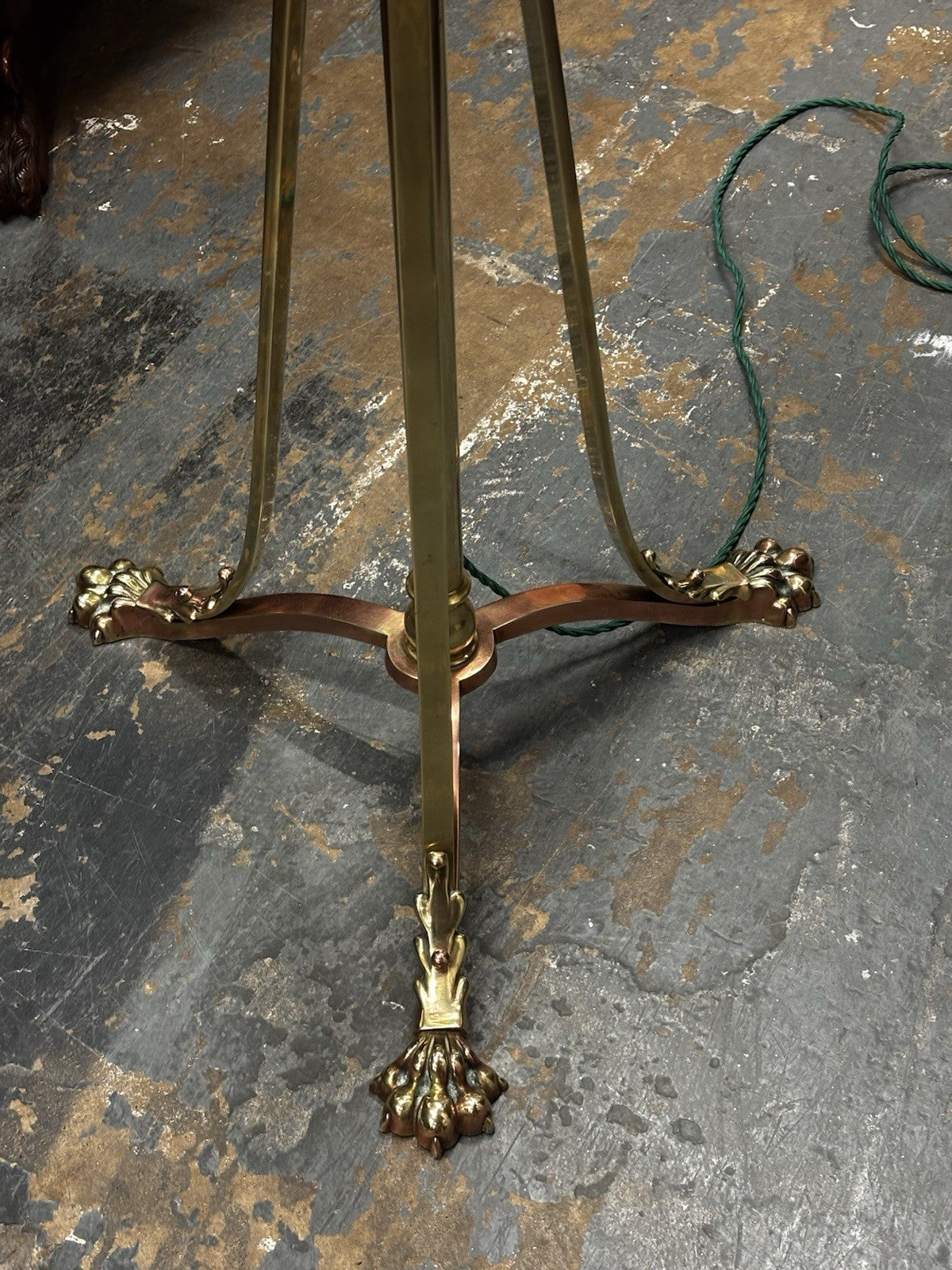 Art Noveau Brass & Copper Height Adjustable Electric Converted Oil Lamp- Superb