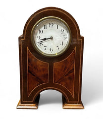 Art Nouveau Inlaid Mantle Clock. Ticking Away Nicely. With Key