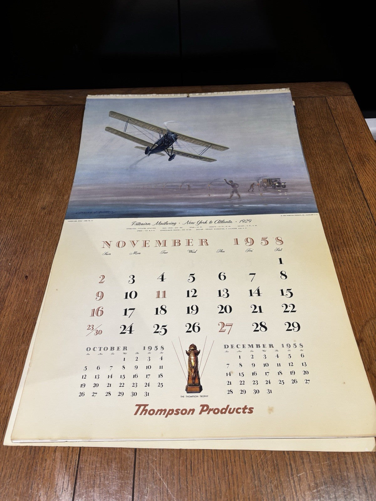 1958 Large Thomson Products Inc Pioneer Mail Wings 66 X 42 Cms