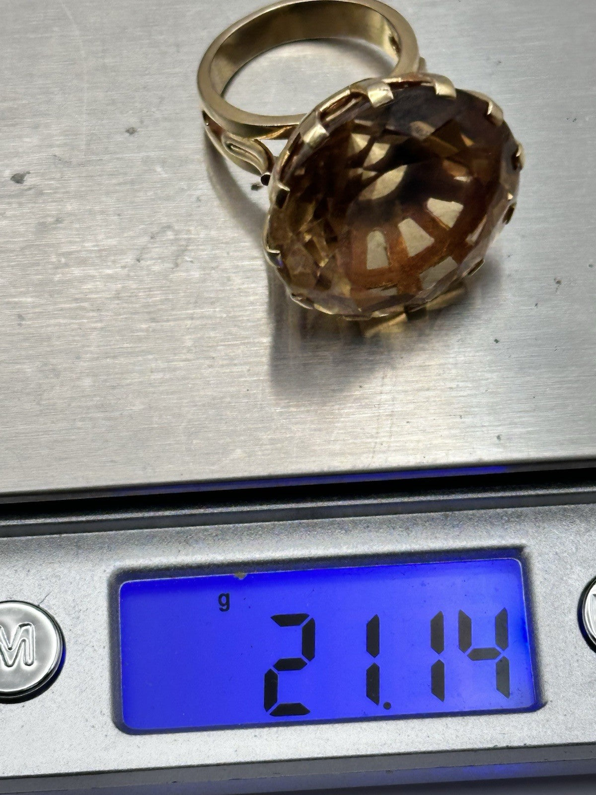 Antique French 18ct Gold Citrine Statement Ring 21.25g