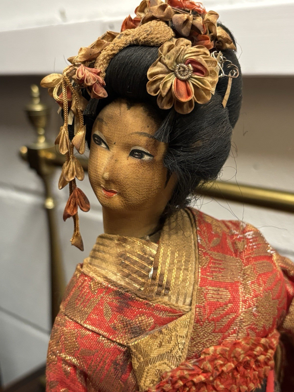 Antique Geisha Doll In Traditional Clothes