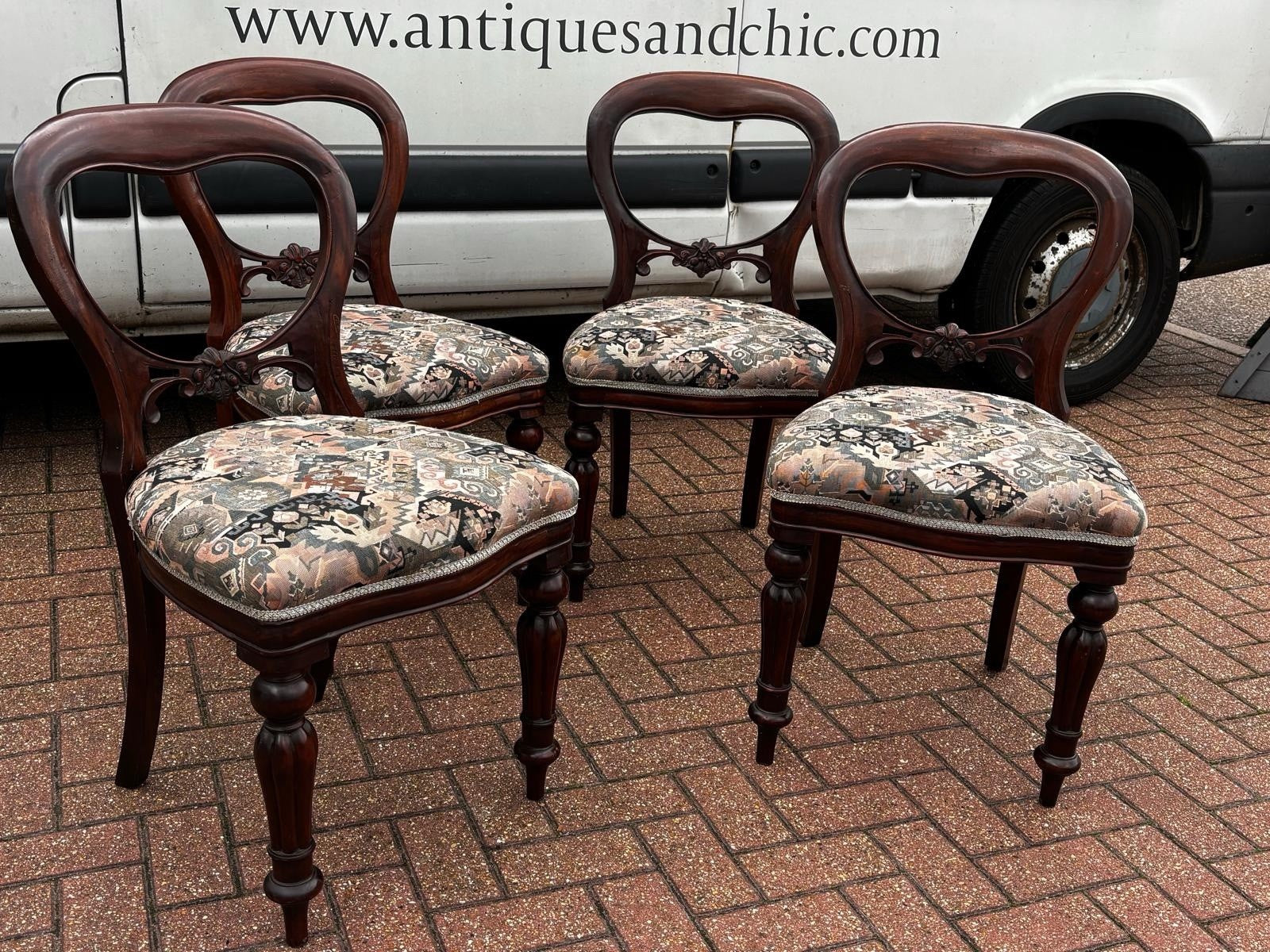 Balloon Back Set Of 4 Mahogany Dining Chairs.