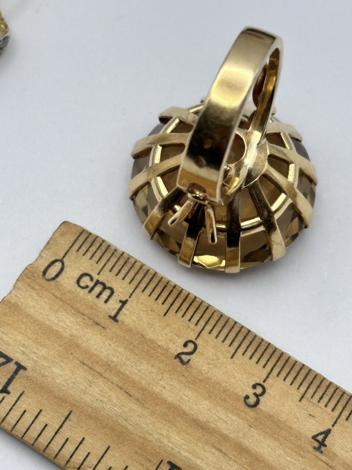Antique French 18ct Gold Citrine Statement Ring 21.25g