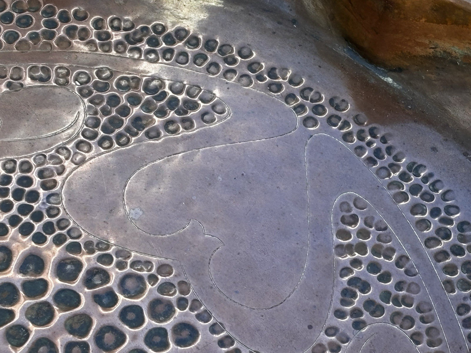 Arts & Crafts Decorated Copper Tray. Large In Size.