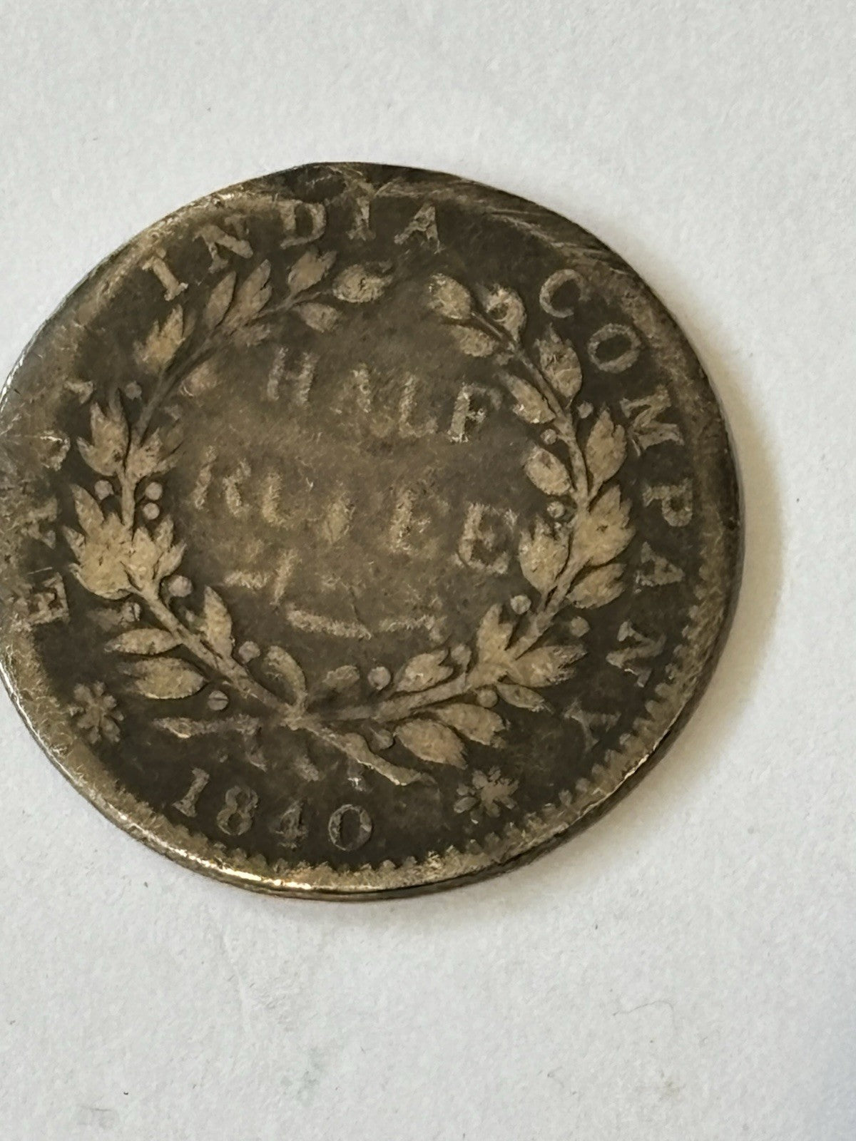 1840 Queen Victoria East India Company Silver Half Rupee Coin