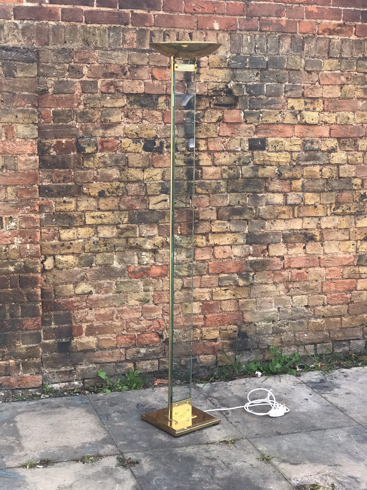 1980's Modernist Designer Glass And Brass Lamp