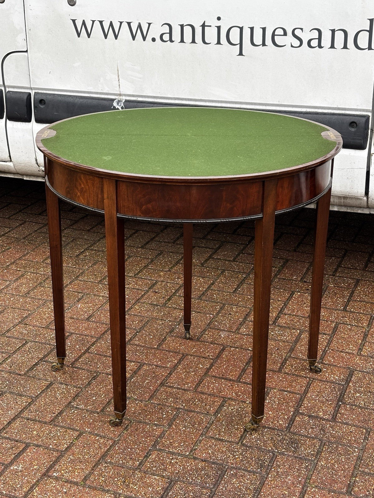 Antique Mahogany Games /  Console Table With Fold Over Lid And Compartment