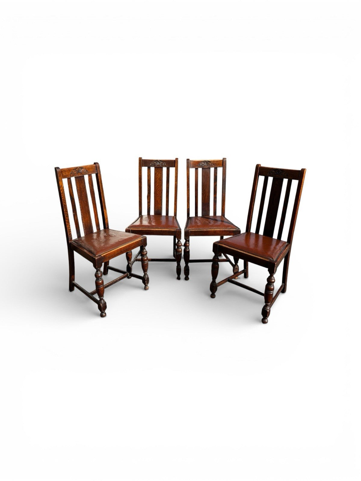1920's Extending Oak Draw Leaf Table & 4 Chairs