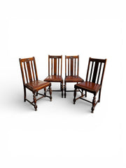 1920's Extending Oak Draw Leaf Table & 4 Chairs