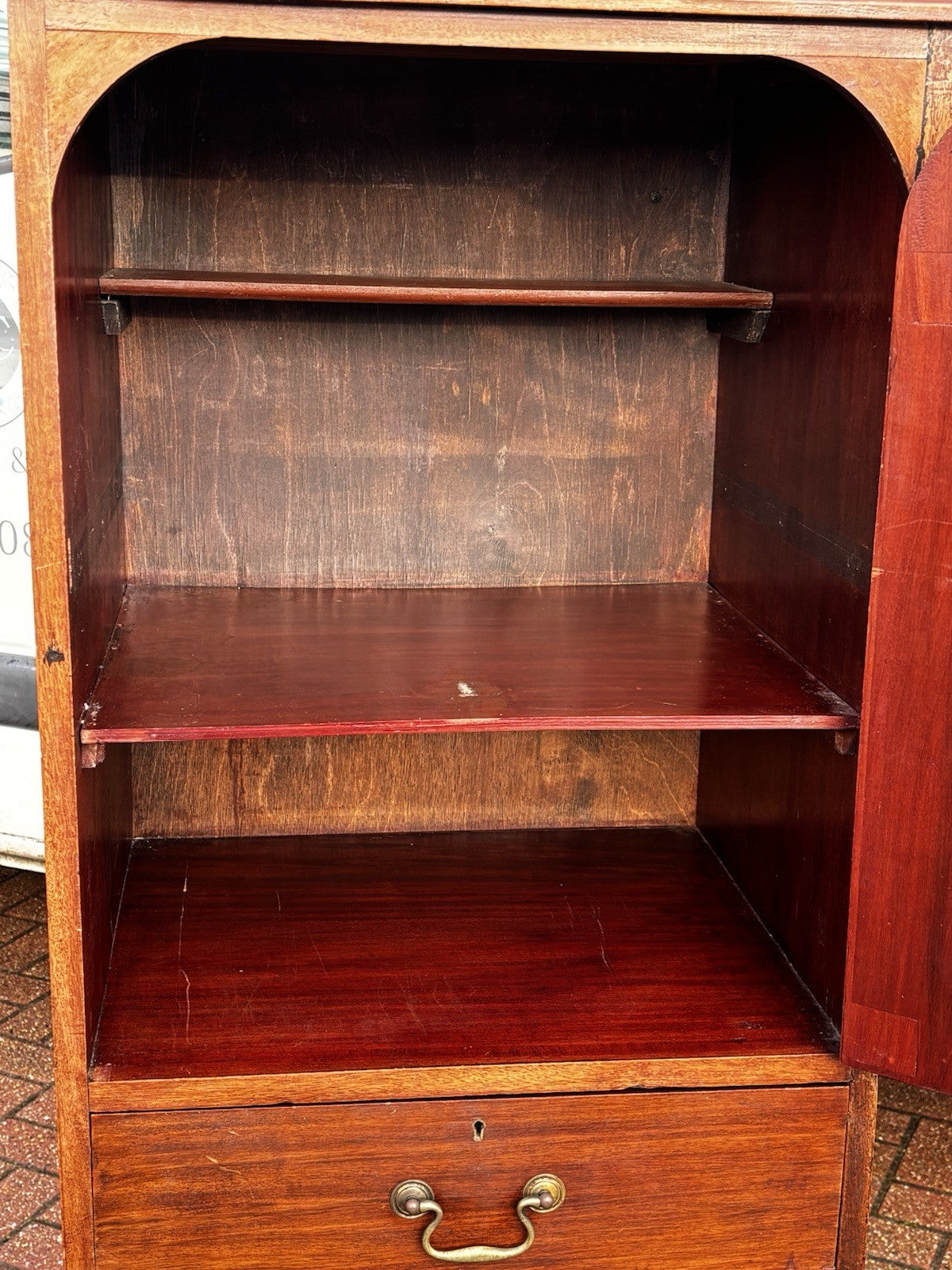 Antique Mahogany Housekeepers Cabinet / Small Linen Press.