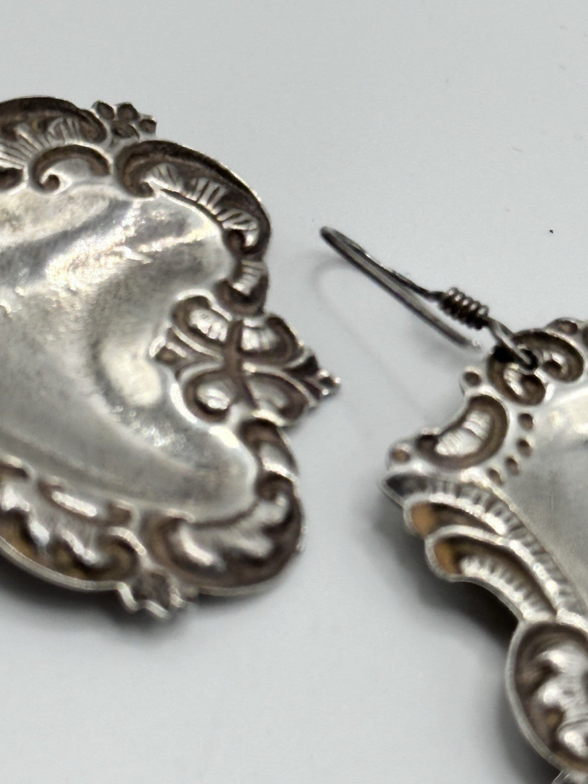 Art Nouveau Sterling Silver Drop Statement Earrings