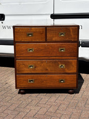 Antique Campaign Chest, Military Chest. Splits In 2 Pieces. Very Good Quality