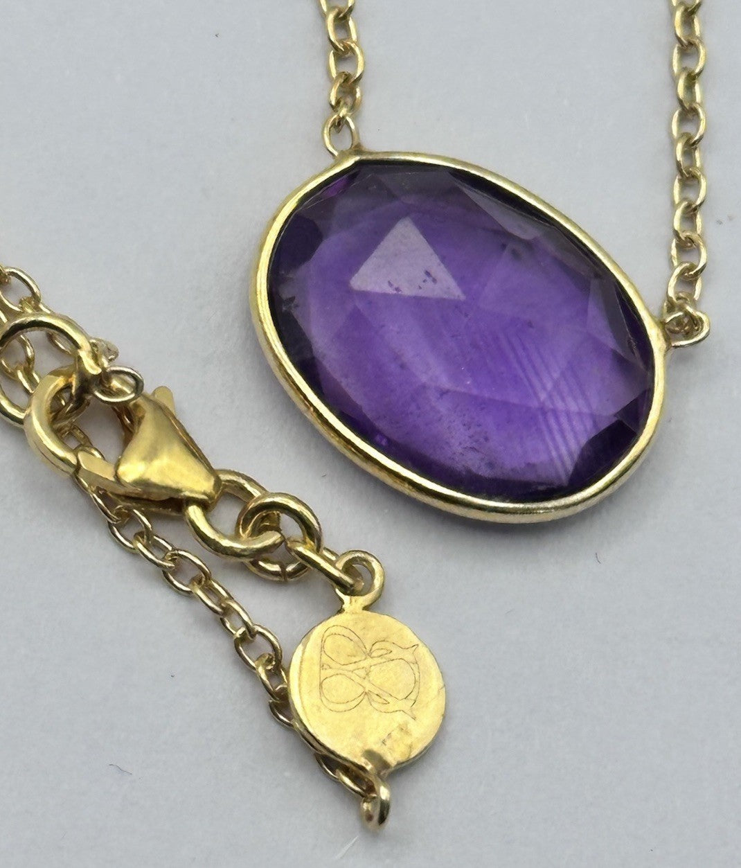 18k Gold Vermeil Plated On 925 Silver Amethyst Necklace
