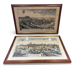 Antique Coloured Engravings  By Conrad Buno Delineaut Of Medieval German Towns