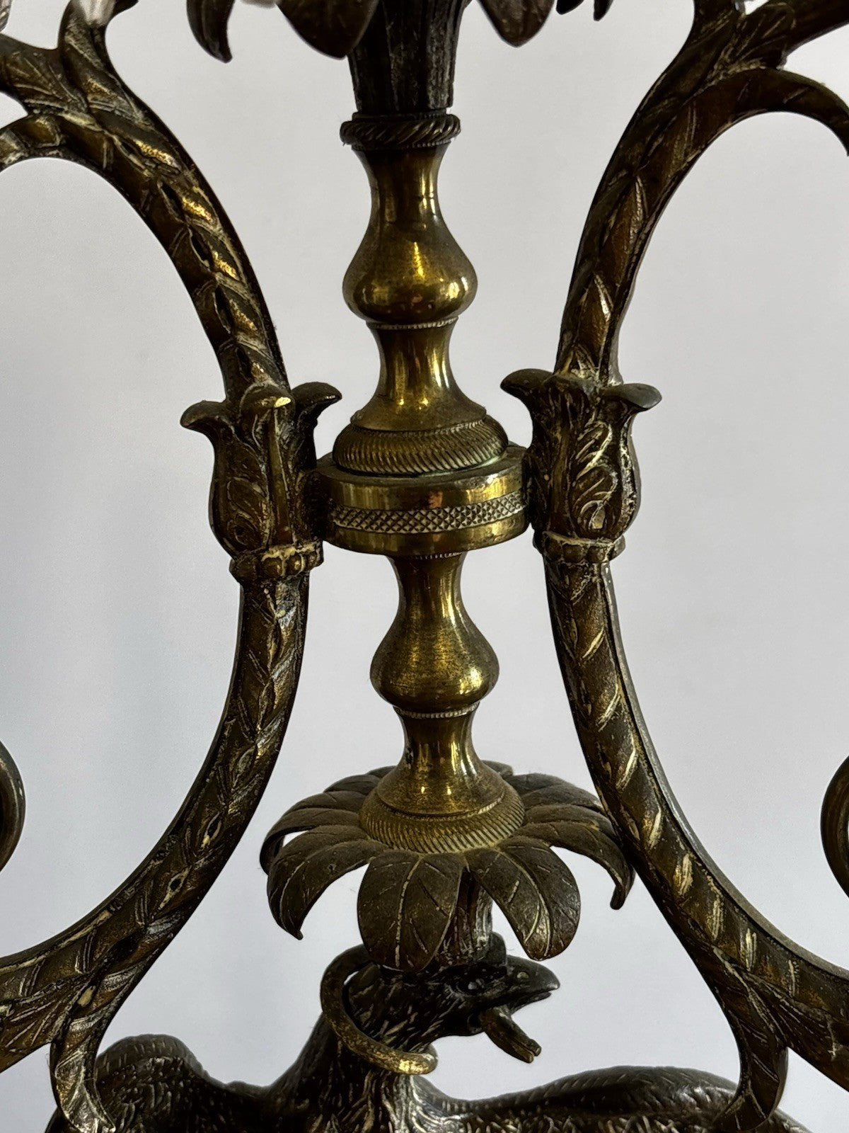 19th Century Gilt Bronze And Gold Gilt Candelabra, Decorated With Birds