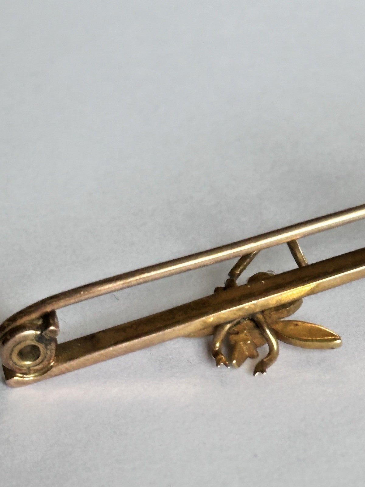 Antique Victorian 12ct Gold Bug Seed Pearl Bar Brooch
