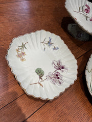 Antique Botanical Centre Piece And 2 Serving Dishes
