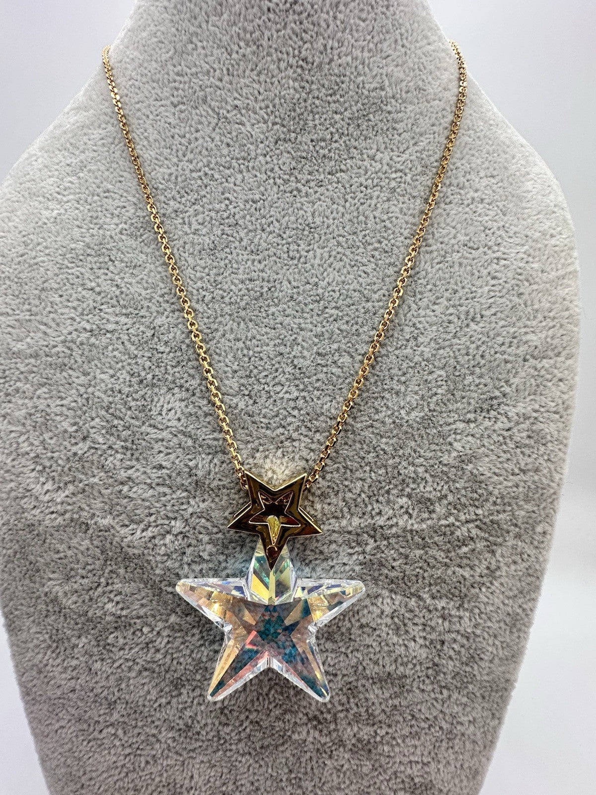 18ct Gold Plated Statement Aurora Borealis Star Necklace And Earring Set