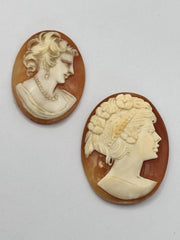 2 Vintage Carved Shell Cameo Unmounted