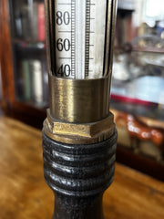 Antique Industrial Brass Boiler Thermometer With Sliding Window On Stand