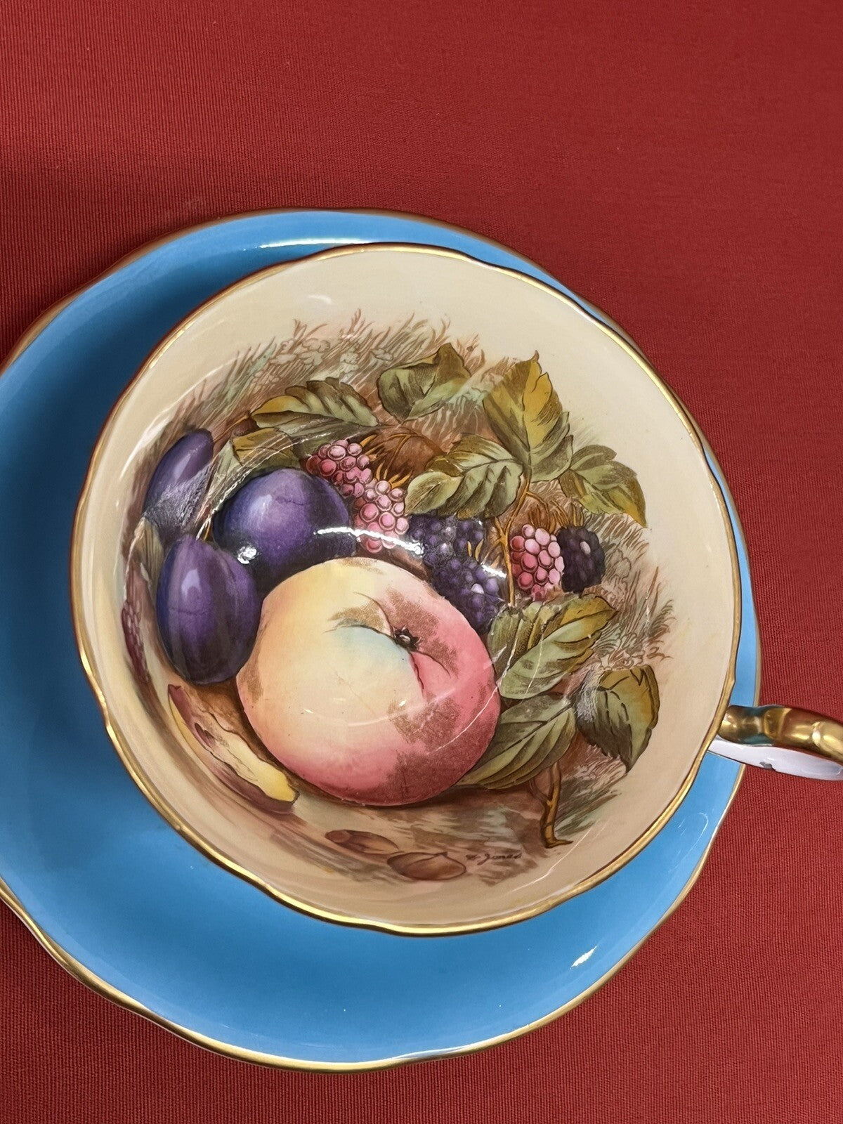 Aynsley Orchard Gold Signed Teacup & Saucer