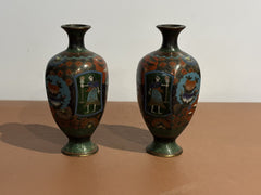 Antique Cloisonné Vases. Good Quality And Highly Decorated.