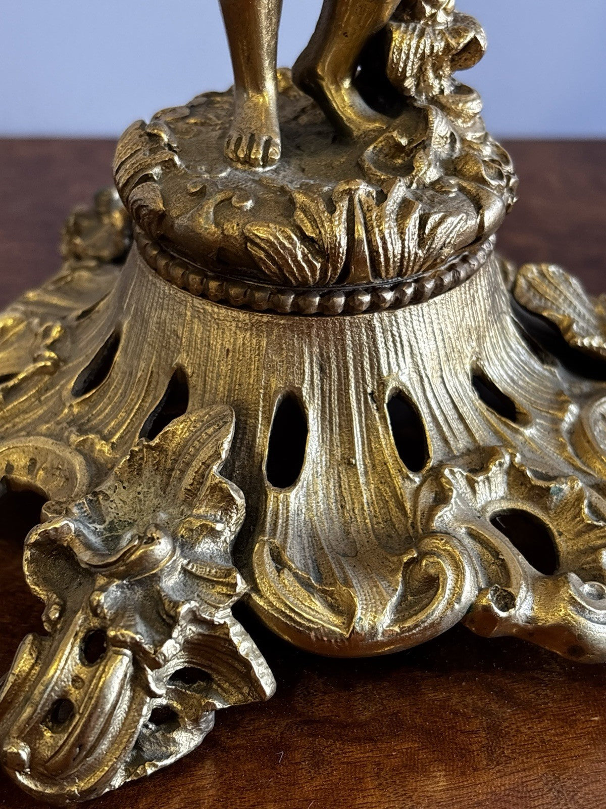 19th Century Gilt Bronze Candlesticks, Boy & Girl Figures, Very Good Quality.
