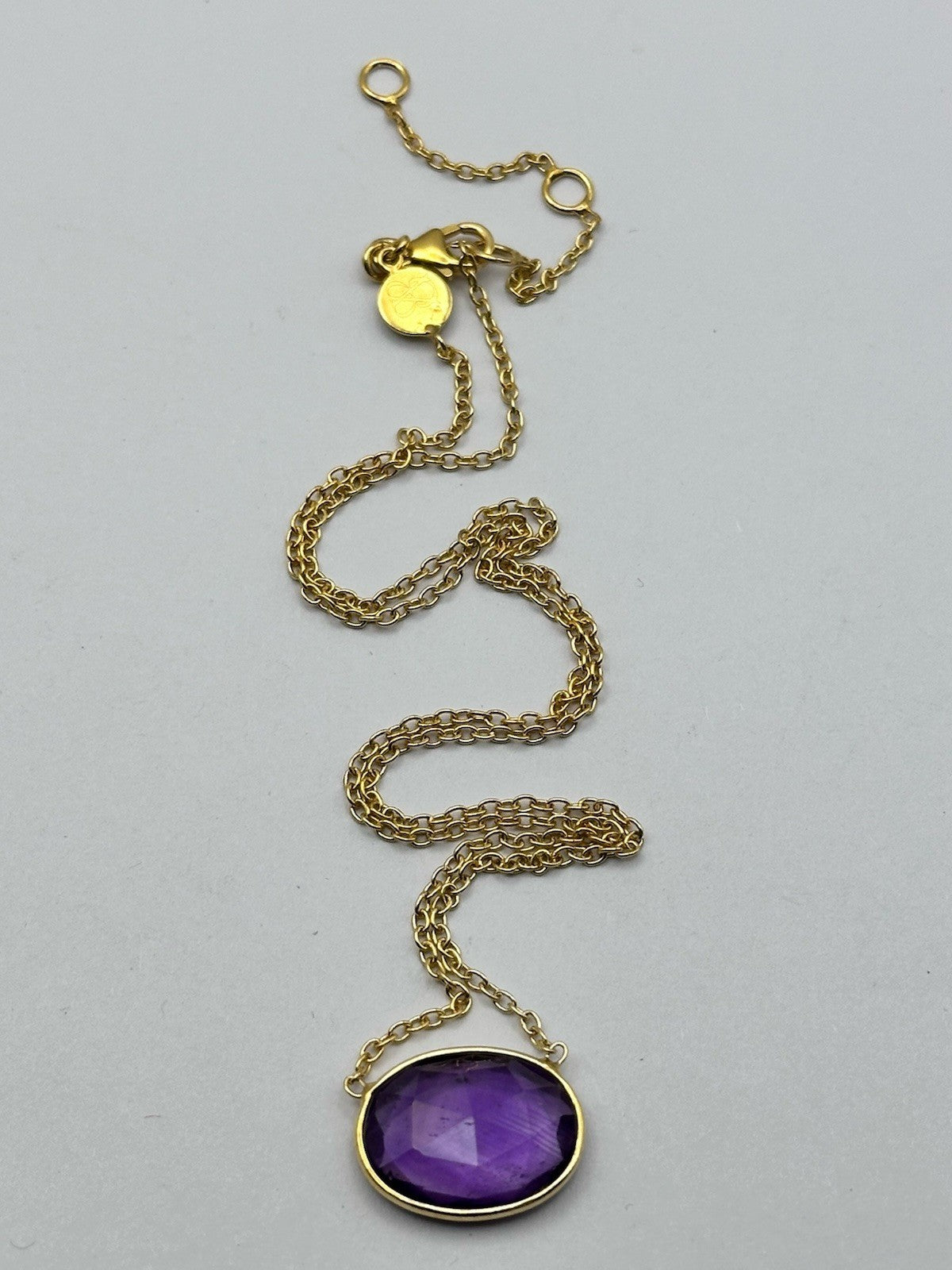 18k Gold Vermeil Plated On 925 Silver Amethyst Necklace