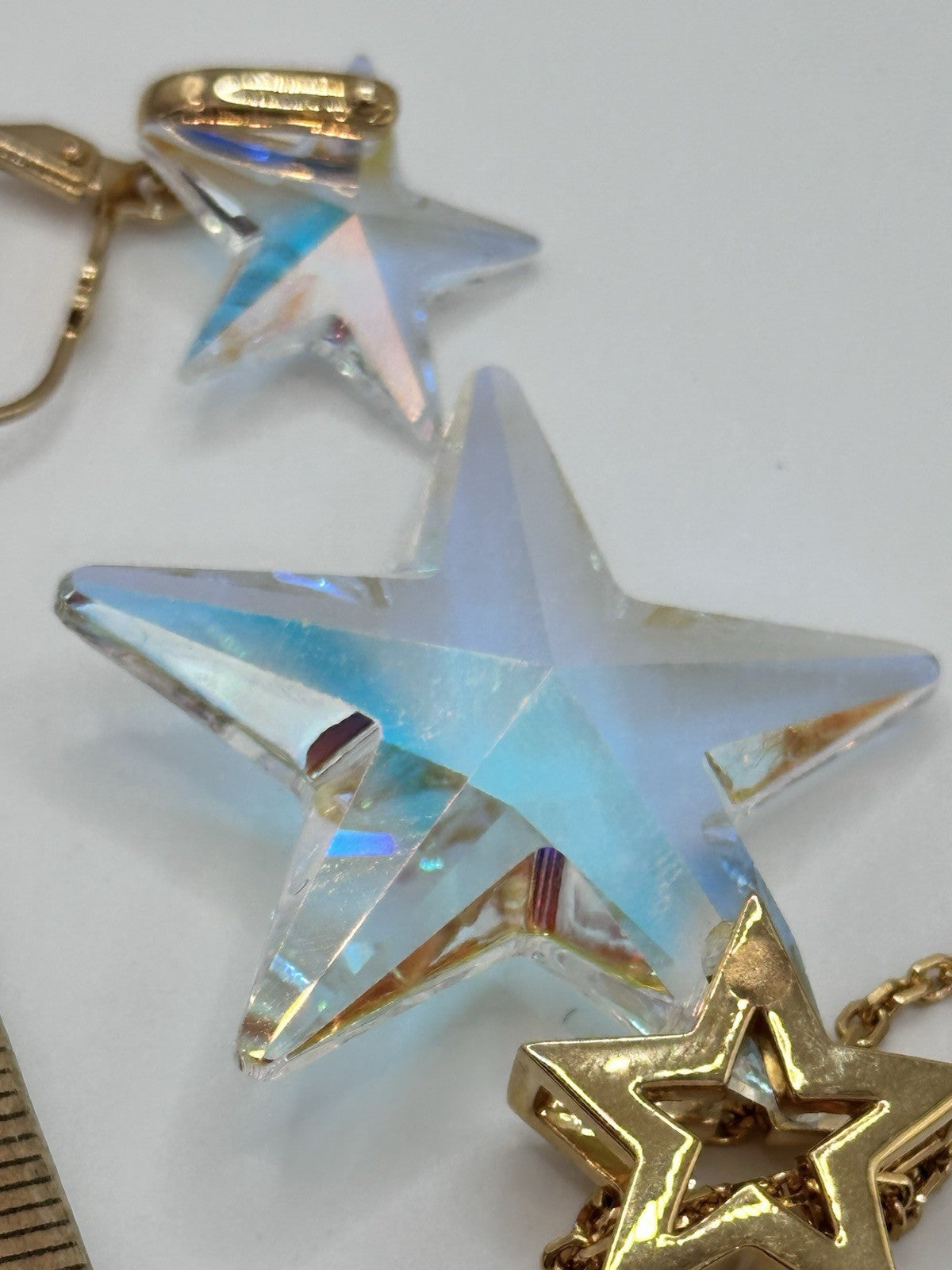 18ct Gold Plated Statement Aurora Borealis Star Necklace And Earring Set