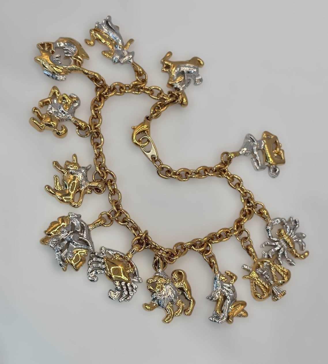 18ct Gold And Rhodium Plated Zodiac Charm Bracelet