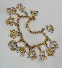 18ct Gold And Rhodium Plated Zodiac Charm Bracelet