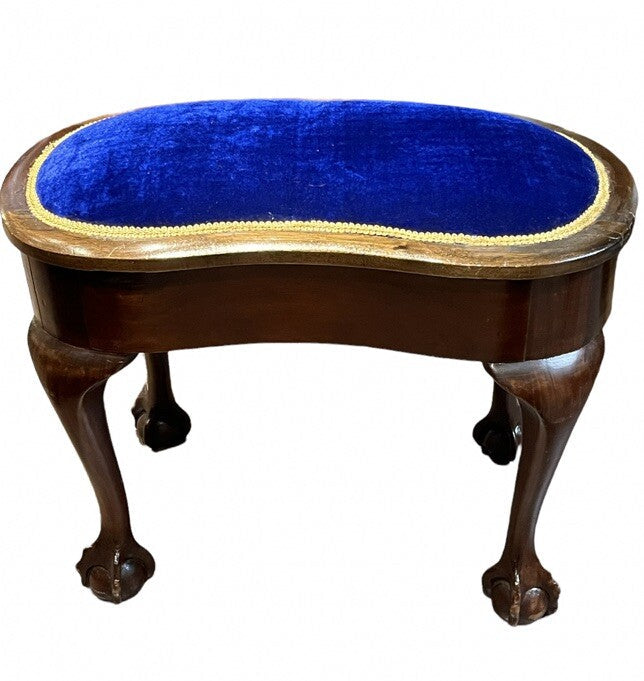 Antique Stool With New Upholstery. Perfect Dressing Table / Piano Stool.