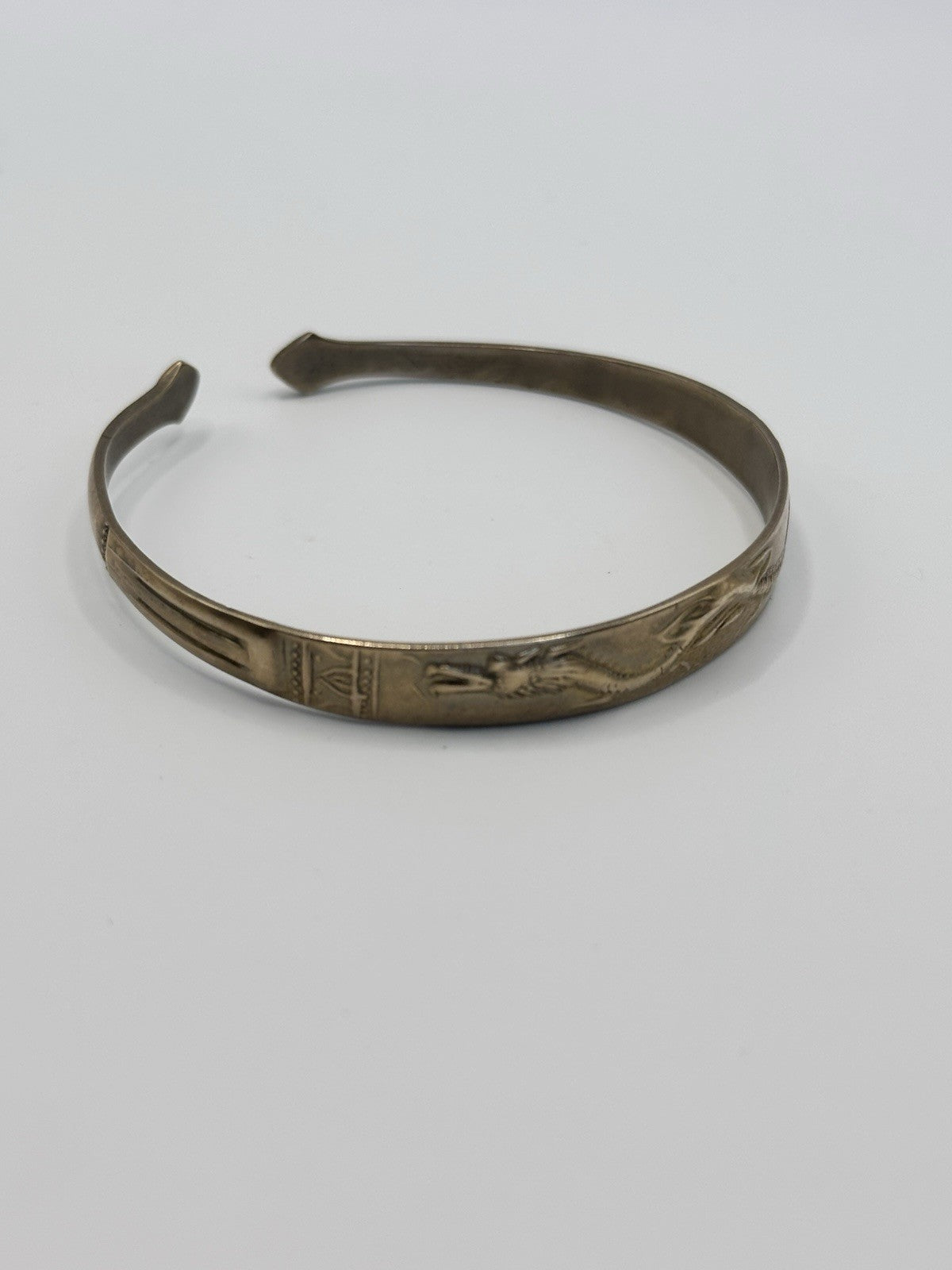Antique Chinese Brass Flying Dragon Bangle