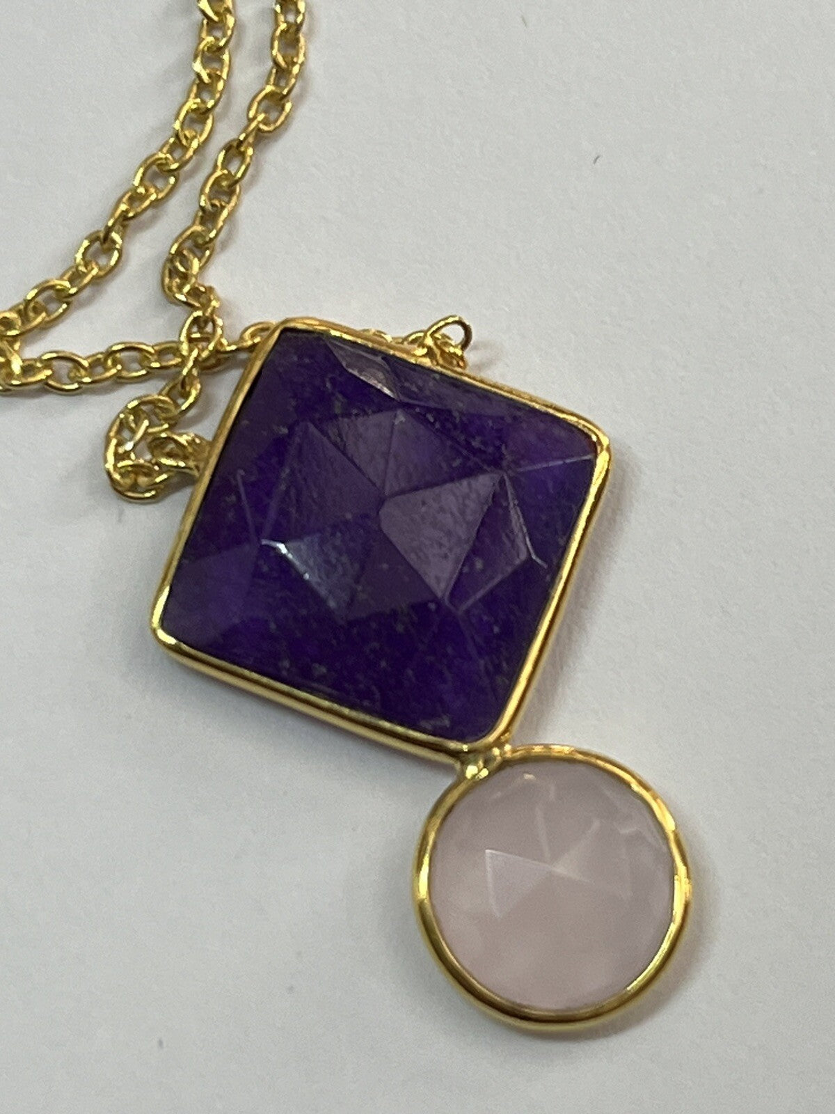 18k Gold Vermeil Amethyst Rose Quartz Necklace