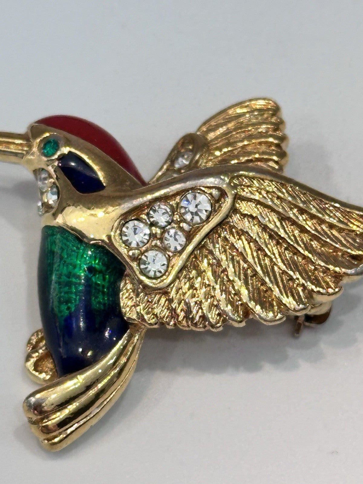 Attwood And Sawyer Gold Plated Hummingbird Enamel Brooch
