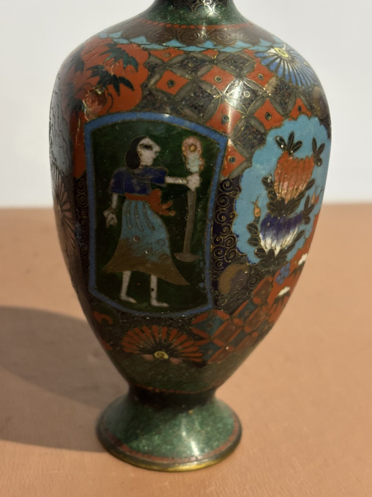 Antique Cloisonné Vases. Good Quality And Highly Decorated.