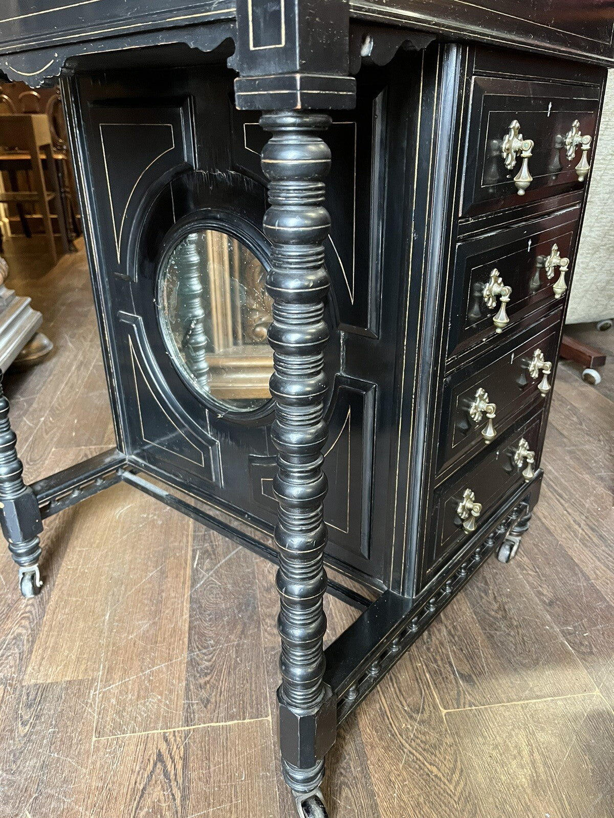 Aesthetic Movement Victorian Davenport Desk. Loads Of Storage.