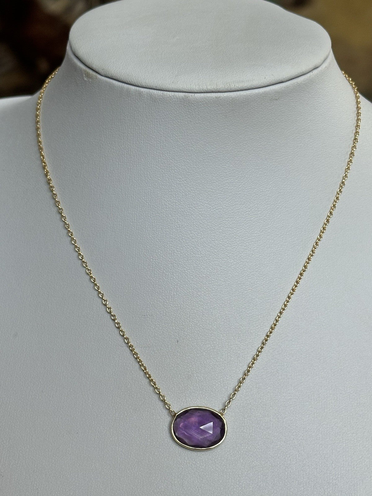 18k Gold Vermeil Plated On 925 Silver Amethyst Necklace