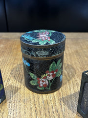 Antique Cloisonné Tobacco Jar And 2 Matchbox Cases