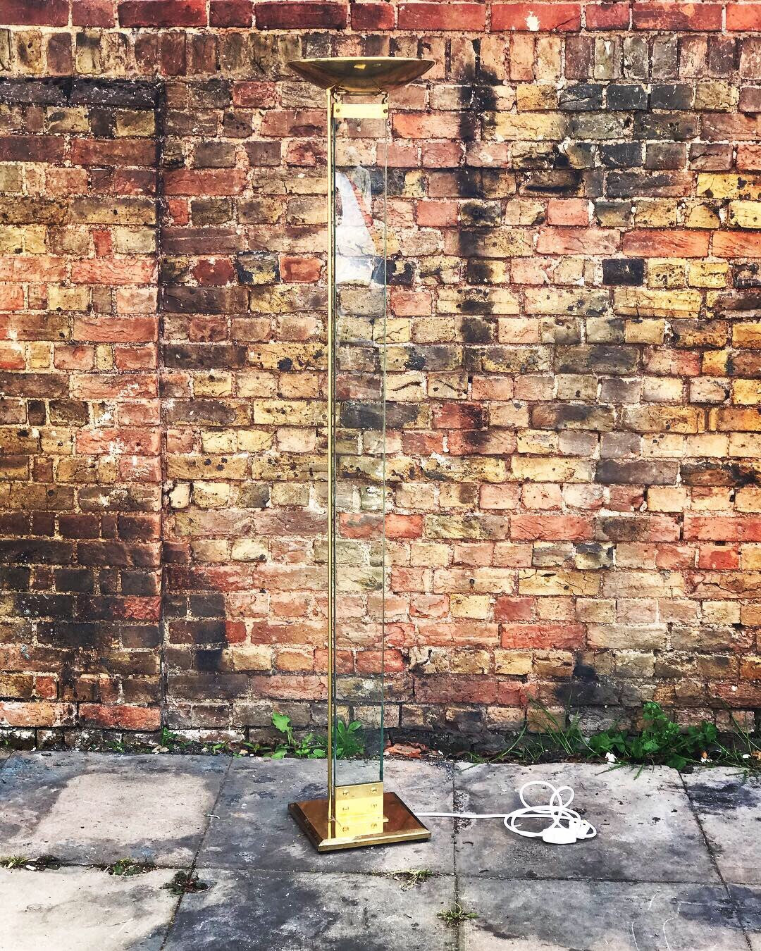 1980's Modernist Designer Glass And Brass Lamp