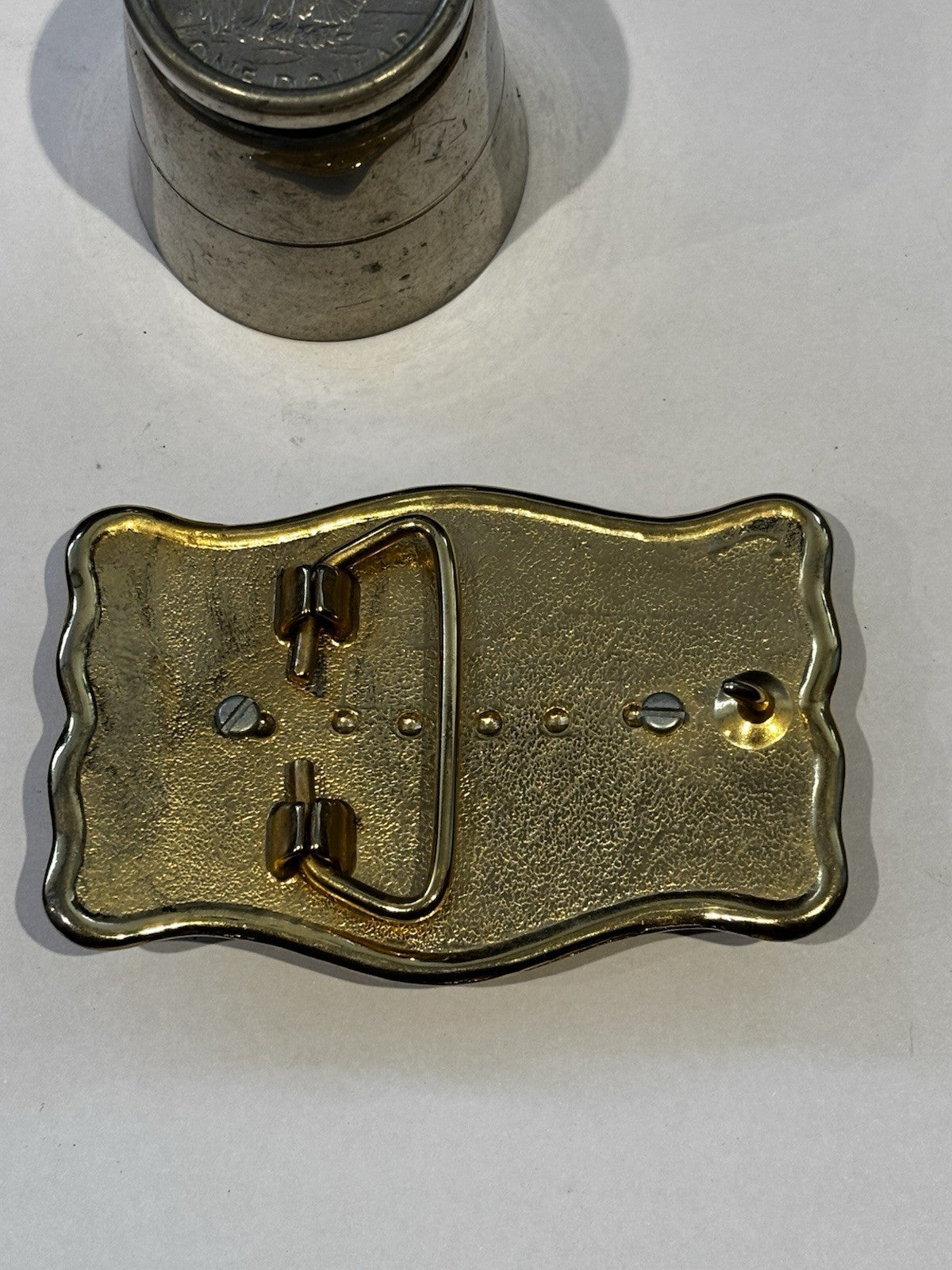 1976 Dollar Belt Buckle & 1972 Dollar Whisky Tumbler