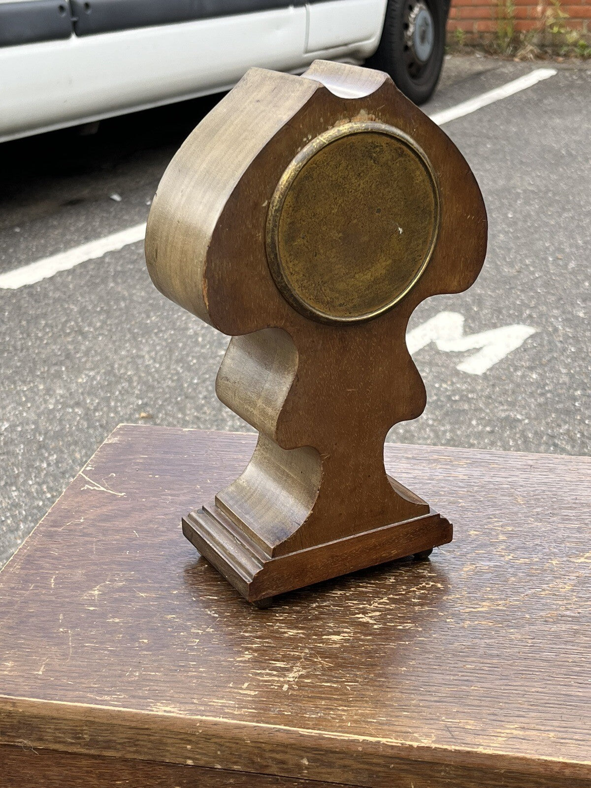 Art Nouveau Inlaid Mahogany Clock. Ticking Away Nicely, Comes With A Key.